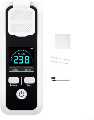 Elchuiaby Digital Refractometer Sugar Content Meter Professional Handheld Tester with HD Color Screen for Wine Juice Honey Testing Measurement 0-32% Range(JBM-10)