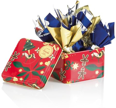 Venchi, Coffret Cadeau de Noël en forme de Paquet Cadeau avec Chocolats Cometa Assortis, Édition Limitée, 74 g, Sans Gluten, Sans Colorants ni Conservateurs, Idée Cadeau et Décoration de Noël