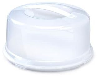Plastic Large Round Cake Carrier with Lid Handle, Storage Container Lockable Lid Cover Box 30 cm x 15 cm