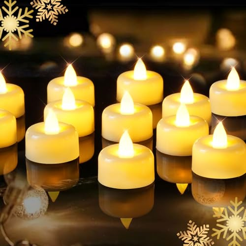 5plots 24 Pack Ivory Flameless Tea Lights, Tealights Candles Battery Operated, 100+Hours Electric LED Candles for Votive, Halloween, Christmas, Home Decor, Wedding, Table Centerpiece, Party
