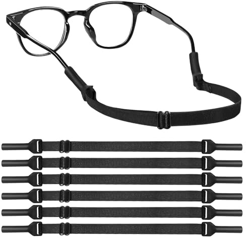 xiaowanwan 6 Pezzi Cinturini Regolabili per Occhiali,Cinturino Occhiali Sport per Uomo Donna,Cinturini Occhiali Antiscivolo per Vista Sole (Nero)
