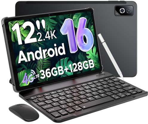 DOOGEE Tab G6 Pro Android 16 Tablet 12 Zoll 2.4K 90Hz Gemini AI, Helio G100 Octa-Core Tablet Mit Tastatur und Stift, 36GB+128GB/2TB Tablets mit Stift, 9000mAh/18W, 13MP+8MP/4G LTE/5G WiFi/Face ID/OTG