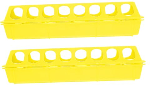 GANAZONO 2pcs Plastic Bird Feeding Troughs PP Material Pigeon Feeders for Multiple Birds Cage Use Small Yellow Long Trough