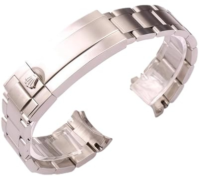 ROUREOX Cinturino Orologio Acciaio Inox Curvo Bracciale Metallo Fermaglio Scorrevole Braccialetto Ricambio 20mm 21mm Opaco per Rolex Rolex Cosmograph Daytona-20mm