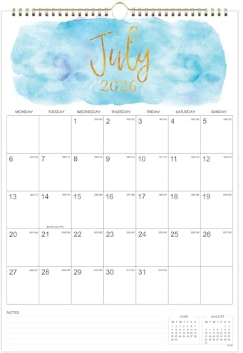 2026-2027 Calendar - Month to View Wall Planner Calendar 2026-2027, 18 Months from July 2026 to December 2027, Monthly Calendar with Twin-Wire Binding, Home Family Planner, 42.2 x 29.7 cm