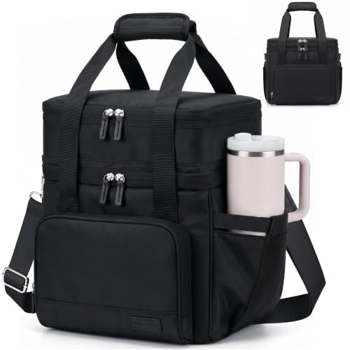 HOMESPON 14L Double Layer Lunch Bag for Women, Expandable Cooler Tote | Insulated, Shoulder Strap,Cup Holder, for Work Office Picnic