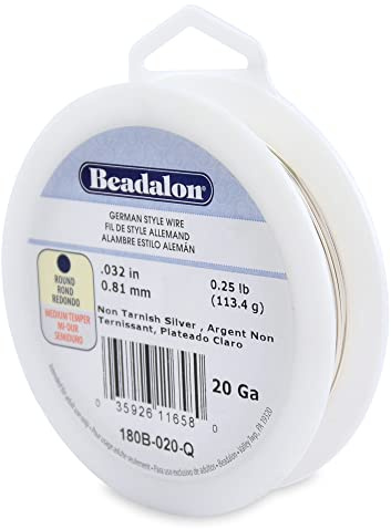 Beadalon German Style Wrapping Wire, Round, Silver Plated, 20 Gauge, 78 ft