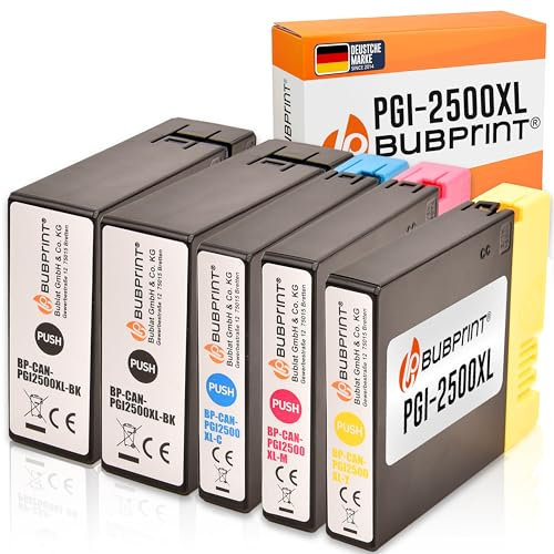 Bubprint PGI 2500XL 5 Druckerpatronen kompatibel als Ersatz für Canon PGI-2500XL für Canon maxify MB5150 MB5450 MB5455 iB4150 MB5155 iB4050 MB5050 MB5350 MB5050 MB5100 MB5400 (2 BK/C/M/Y)
