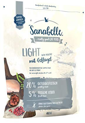 Sanabelle Light | Alimento seco para gatos con contenido energético reducido para gatos con sobrepeso | 6 x 400 g