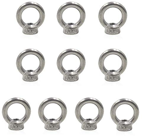 Lependor M6 Metric Ring Shape Lifting Eye Nut 304 Stainless Steel Lifting Eye Threaded Nut Fastener - 10 Pcs M6 (1/4)