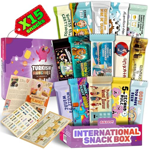 International Snack Box, Unique Experience with Universal Exotic Candies and Treats from around the World, Gift-Ready Foreign Foods in Packages Inspired by European, Japanese and Korean Cultures