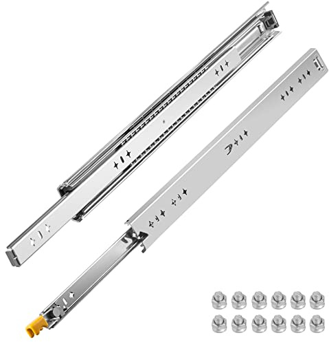 VEVOR 2PCS Glissières Tiroirs Verrouillables 113 kg Coulisses Tiroirs 76x5,3x1,92 cm en Acier Laminé à Froid Épaisseur 2 mm Charge Lourde Rails avec Verrouillage pour Meubles Armoires Bureaux Maisons