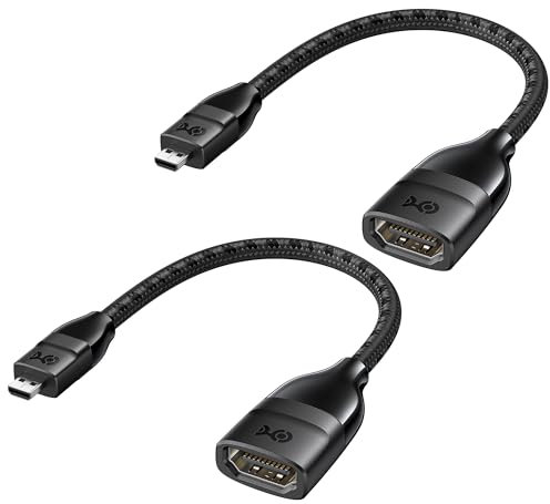 Cable Matters 2-Pack 8K / 4K 120Hz Micro HDMI to HDMI Adapter (Micro HDMI Adapter) in Black, 12 cm with HDR Support for Raspberry Pi 4 (RPI4) and More