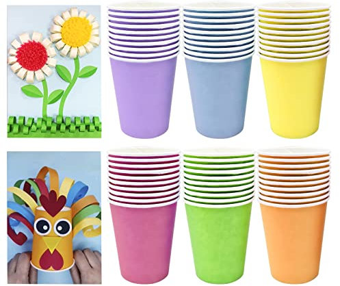 WINSDL 60 vasos de papel de colores, vasos de fiesta multicolor, para bodas, niños, manualidades, práctico y bonito (6 colores)