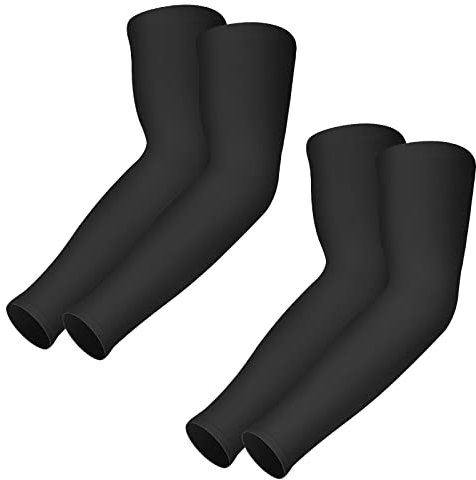 Manguitos 2 Pares, Upf 50+ Refrescante, Anti Uv, De Compresión, Protección Solar, Antideslizantes Para Correr, Ciclismo, Voleibol, Baloncesto (Negro*2 juegos)