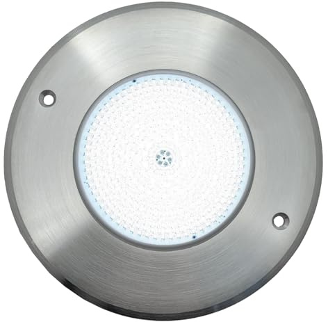 SWIMHOME Warmpool Foco LED Mini para Piscina Extraplano Acero Inoxidable Blanco Frío 6000K IP68 Resina Ø16cm 10W 12V AC