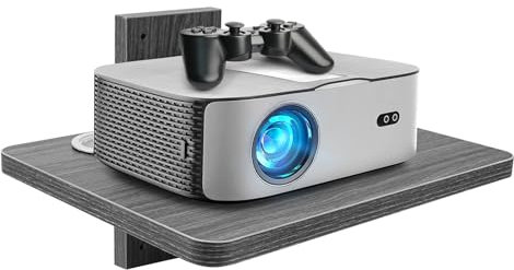 BiJun Floating Projector Shelf Rack Floating TV Stand Wall Mounted Projector Under Floating TV Shelf, Wall Mount WiFi Router Stand (Grau 1 Regalböden)