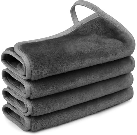 Nineigh Panno Struccante, Panno Microfibra per la Pulizia del Viso 4 Pezzi Riutilizzabili Panni Struccanti Lavabili per tutti i tipi di pelle la Pulizia del Viso(18x33cm, Grigio)