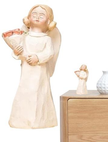Lyricalist Figura di angelo in resina,Figure d'angelo,Statua di angelo in resina che tiene fiori | Statua di angelo in resina, scultura di sorelle, statuetta per decorazione di Natale per la casa
