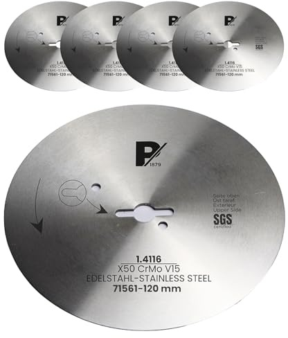Pirge Coltello circolare compatibile con Tandoor e Dibek, 120 mm, set da 5 pezzi lisci - Coltello per doner affilato in acciaio inossidabile di prima qualità