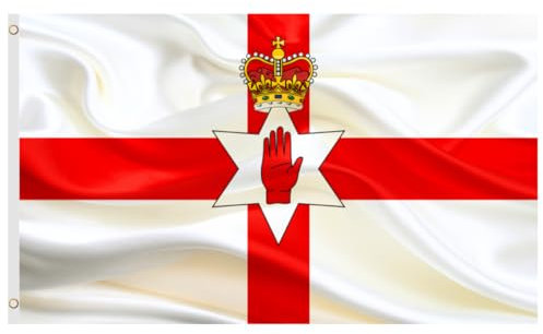 Second Ave Northern Ireland Flag 5ft X 3ft Large With Brass Eyelets Irish National Hand of Ulster Banner Flag