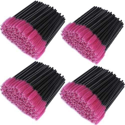 400 Stück Wimpernbürstchen, BetterJonny Mascara Zauberstäbe Wimpern Bürste Mascara Bürstchen für Wimpernverlängerung Eyelash Brush für Beauty-Salon und Hausgebrauch(Schwarz und Rose)