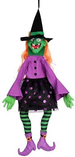 POPGIFTU Décoration Halloween Extérieure Sorcière – Manche à Air 3D Sorcière Suspendue, Déco d’Halloween Effrayante pour Jardin, Porche, Maison Hantée, Accessoires & Fournitures de Fête