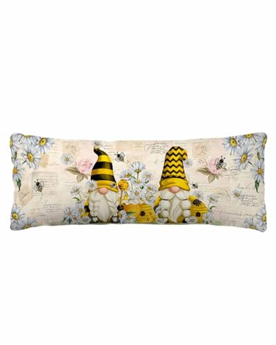 Pillowcase 20x54 Inch - Body Gnome Bee Gnome Daisy Soft Brushed Microfiber Pillow Covers with Hidden Zipper Closure Bed Pillow Shams for Bedroom Sofa Car, 1pcs