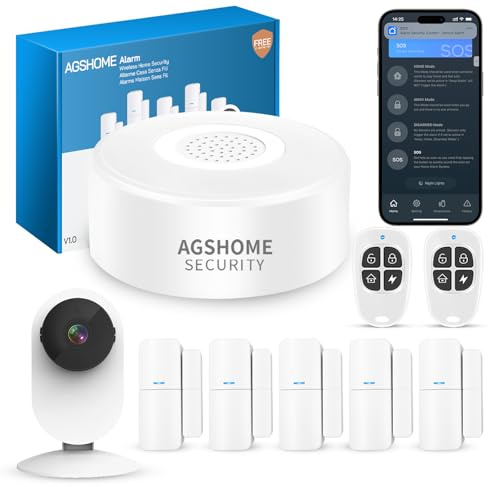 AGSHOME Allarme Casa Senza Fili con Telecamera 1080P per Scenari di Sicurezza Intelligenti, Allarme 120DB Collegato a 2.4 GHz, 9 Kit Allarme Casa Senza Fili Compatibile con Alexa e Google Assistant