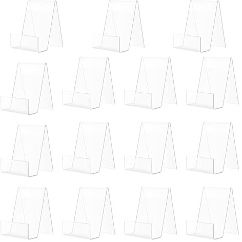 NGOSUET Lot de 15 supports de livres en acrylique transparent pour présenter des livres, des albums photo, des menus, des magazines