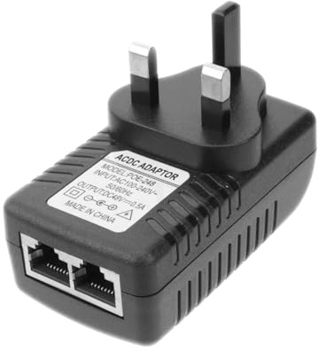 EPIGEIST Poe Injector Power over Ethernet Adapter with Uk Wall Plug Dual Rj45 Connectors over Voltage and Short Circuit Protection Compact for Router Devices Home Office