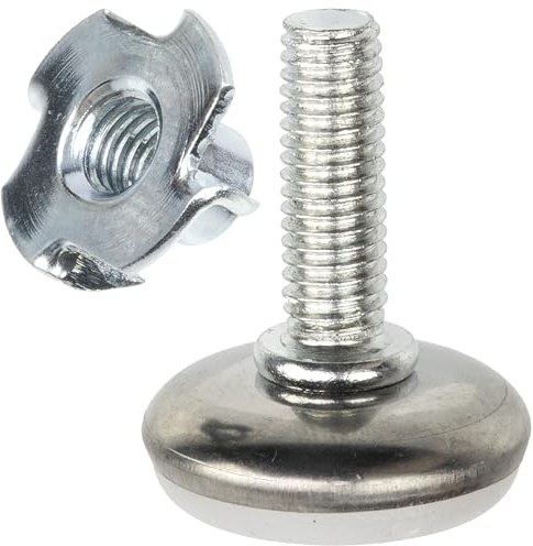 AERZETIX - Juego de 4 pies Patas niveladoras Regulables M8 + 4 Tuercas de Garra M8x11 | Accesorios de nivelación y Montaje para Muebles de Madera