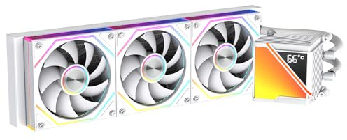 TZMRIT SR360-RS CPU Aio Wasserkühlung 360mm mit Temperatur display,80 * 80MM Jelly Design großer kalter Kopf,für LGA115X/1200/1700/1366/2011/2066,für AM3/AM3+/AM4/AM5 (White)
