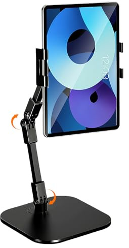Supporto da scrivania - 12 pollici | lega di carbonio silicone - Supporto pieghevole e telescopico per smartphone e tablet, ideale per ufficio, cucina, registrazione video, streaming live