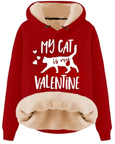 Sudadera con capucha para mujer de forro polar cálido de invierno, sudadera de forro polar térmico, mullida, gruesa, informal, acogedora, deportiva, de manga larga, chaqueta de peluche, R rojo., S