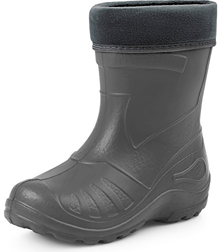Ladeheid Stivali di gomma per bambini, leggeri e impermeabili, impermeabili Eva Thermo Stivali da pioggia in gomma foderati KL050, grafite, 35 EU