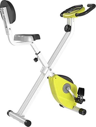 HOMCOM Vélo d'Appartement Pliable Magnétique Cardio-training - Sport Maison avec 8 Niveaux de Résistance et Roulettes - Silencieux Home Trainer avec Capteur de Pouls pour Fitness Homme et Femme, Jaune