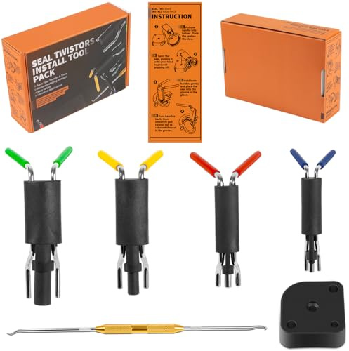 Hydraulic Seal Installation Tool Set, Hydraulic Cylinder Seal Twistor Kit with Two-Sided Seal Pick, UCup Twistor Cylinder Rod Seal Packing Install Kit (6pcs)