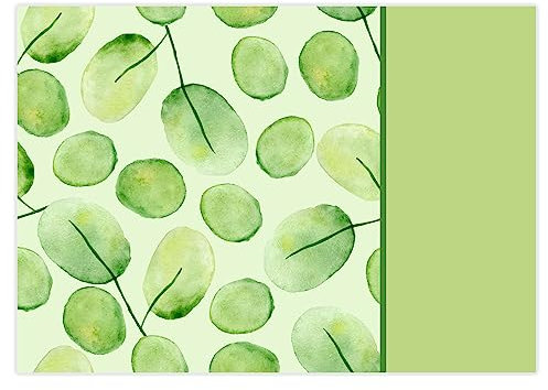 100 Tischunterlagen Frühling Blätter in Grün I DIN A3 eckig I Platz-Set aus Papier I modernes Design I Einweg Tischset I Gastronomie und Haushalt I dv1081