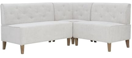 Allora 19 Transitional L-Shaped Tweed Polyester Fabric Upholstered Corner Nook Bench with Wood Legs, Foam Cushions, for Living Room, Seats up to 5 People, Easy Assembly Required, in Gray Finish