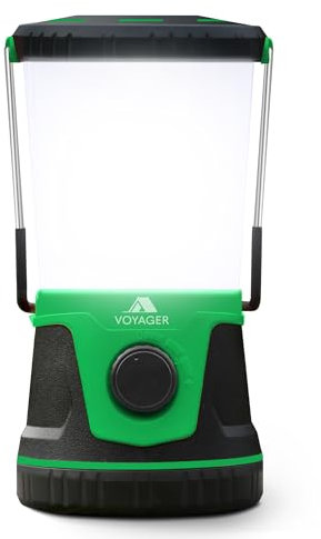 Voyager Lanterne de camping LED - 1500 lm - Lampe de camping - Jusqu'à 40 heures de batterie (taille D) - Équipement de survie d'urgence parfait - Robuste - Vert foncé