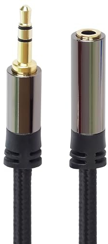 PremiumCord Cavo Di Prolunga Jack HQ da 3,5 mm, Spina Jack da 3,5 mm, Spina Stereojack Alla Presa, Cavo Prolunga Audio Per Cuffie Aux, Schermato, Connettore In Metallo, Intrecciato, M/F, 1,5 m