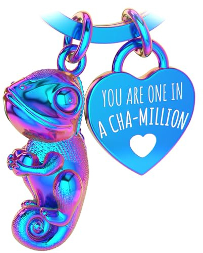 LANOLU Schlüsselanhänger Chamäleon Chamillo, Glücksbringer Schlüsselanhänger Partner und für beste Freundin, Paar Geschenk Freund aus Metall…