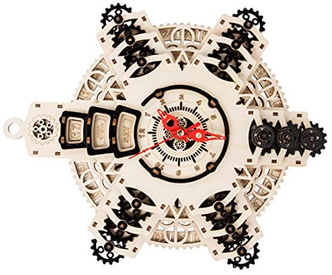 SAFIGLE Selbstgemacht Holzuhr Puzzle Bausatz 3D Uhr Modell Holz Uhr Mechanismus Dekoration Für Wohnzimmer Kinder Schlafzimmer Selbstgemacht Lernspielzeug Geschenk
