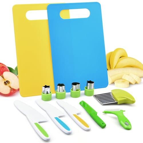 12 Pezzi Coltelli da Cucina Per Bambini,Set di Coltelli per Bambini, Tagliare e Cucinare Frutta Verdura per Bambini,Sicurezza set di Coltello da Frutta in Plastica,Coltelli Bambini a Prova di Bambino