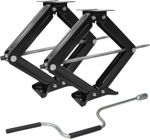 MaxxHaul 50971 Camper RV Trailer Stabilizer Leveling Scissor Jacks with Speed Crank Handle - 4 to 24 Inch Height - Up to 9500 lb Capacity Each | Set of 2