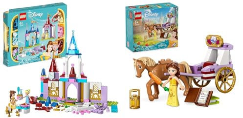 LEGO Disney Princess Kreative Schlösserbox, Spielzeug Schloss Spielset & Disney Princess Belles Pferdekutsche, Prinzessinnen-Set mit Pferde-Spielzeug