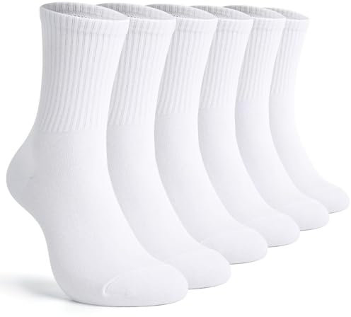 TUUHAW Lot de 6 Chaussettes Homme 43-46,Socquettes Homme 43-46 de Sport,Chaussette Haute pour Hommes,Chaussettes Femme en Coton Respirant et Confortable,Adapté à la Course,Cyclisme,Blanc