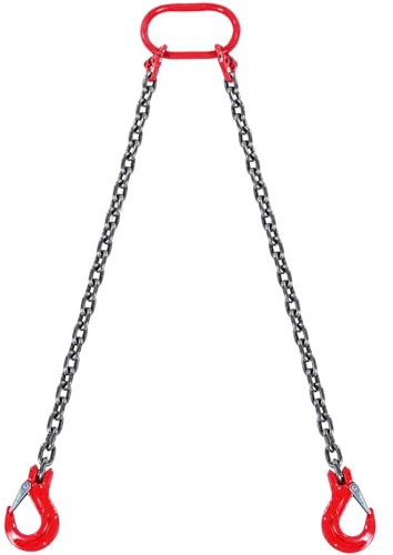 VEVOR Élingue Chaîne de Levage à 2 Brins avec Crochets, 8 mm x 150 cm, Capacité de Charge Sécurisée 2993 kg, Grade 80, pour Chariot Élévateur, Palan à Moteur, Quai, Chantier de Construction, Usine