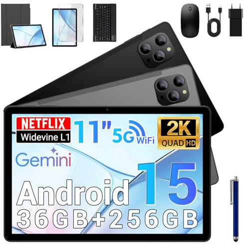 DEEMWOLF Tablet Android 15-11 inch Games Tablet,Octa-Core T615,36GB+256GB/2TB,8000 mAH,8MP+16MP,Widevine L1,5G WiFi,Bluetooth 5.0,GPS,Android Tablets,Grey